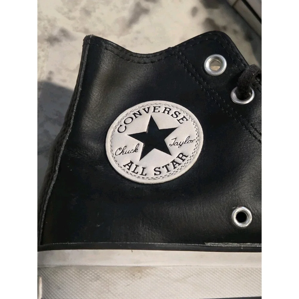 Converse Chuck Taylor All Star Lift Platform Leather High Top Black WM Size 6.5